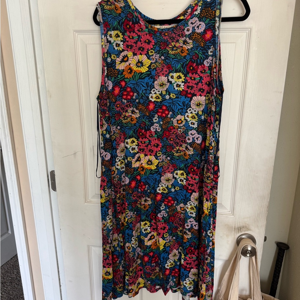 🆕 👗 Style & Co Red and Blue Sleeveless Midi Sundress